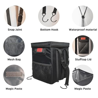 Leakproof Car Trash Can with Lid Hanging Soft Silicone Garbage Bin (Vehicle Trash Can)