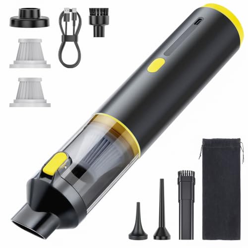 Handheld Car Vacuum Portable Cordless 3 Suction Modes (Black-yellow)