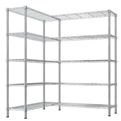 5 Tier Storage Shelves 1430LBS Heavy Duty Metal Shelving (Chrome / 58"W × 13.8"D × 71"H)