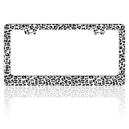 Leopard Print License Plate Frame Skin Texture Pattern License Plate Holder (Leopard Print)