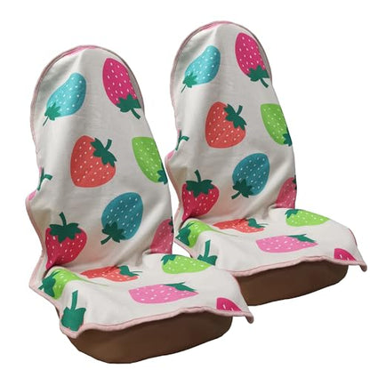 Car Seat Cover Protector Front Seats (2Pcs Front Seat Towel / Strawberry)