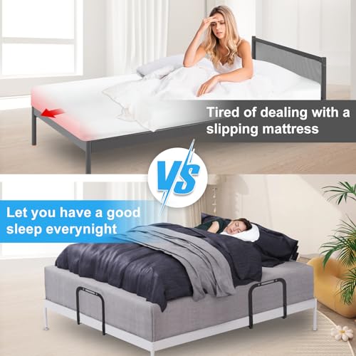 Extra Tall Mattress Slide Stopper Holder Gripper Retainer Bar for Metal to Keep Mattress from Sliding (2 Pcs - Extra Tall)