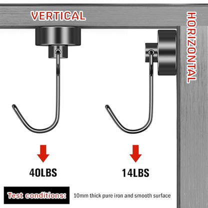 6 Pack Magnetic Hooks (Black / 0.79in)