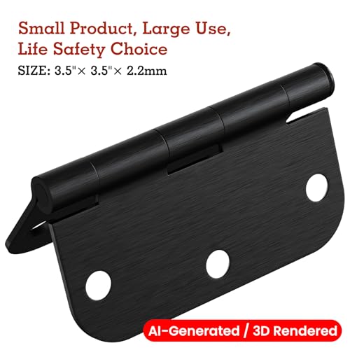 Rounded Door Hinges 3.5" X 3 1 (Brushed Black-Rounded / 18 Pack-no squeak)