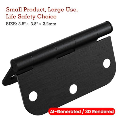 Rounded Door Hinges 3.5" X 3 1 (Brushed Black-Rounded / 18 Pack-no squeak)