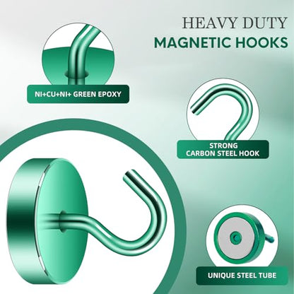 Magnetic Hooks Steel Tube Design for Cruise (Green / 80lb Magnetic Hooks)