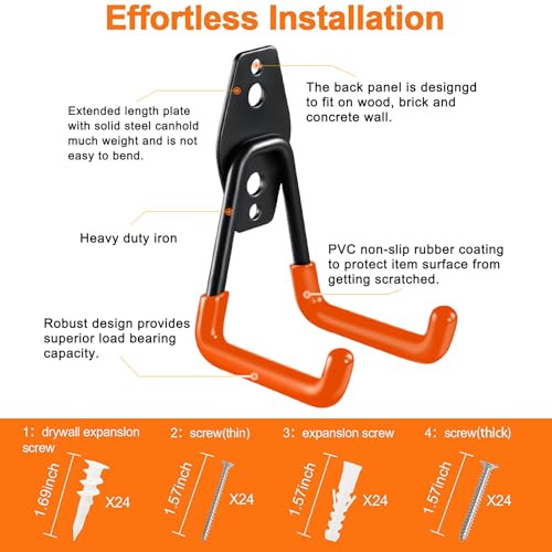 12 Pack Garage Hooks Heavy Duty (12 Pack Orange)