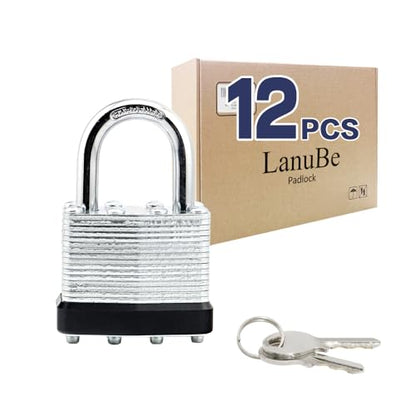 Laminated Keyed Alike Padlock 12 Pack 1.6 (12 Pack Black)