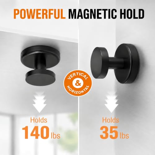 Magnetic Hooks Heavy Duty 140LBS (Black Flat Hooks 2 Pack)