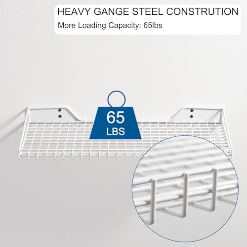 Garage Wall Shelves 23.6"x11.8" Wall Mount Metal Shelves 2 Pack (White / 2pack)