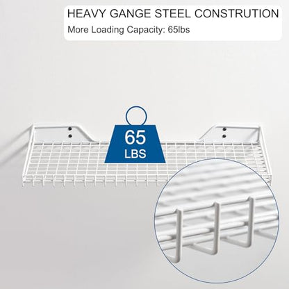 Garage Wall Shelves 23.6"x11.8" Wall Mount Metal Shelves 2 Pack (White / 2pack)