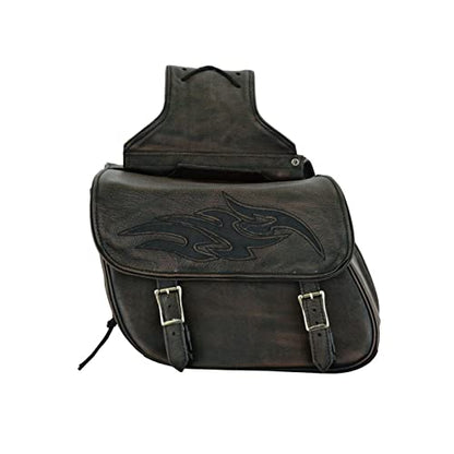 Motorcycle Saddle Bags Leather Motorcycle Luggage Bag with Gun Holsters For Softails Sportsters and Choppers Waterproof Luggage Bags (14" x 12" x 10" / Brown Leather)