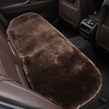 Genuine Sheepskin Car Rear Seat Rear Cover for Fuzzy Fur Wool Cushion (Teak)