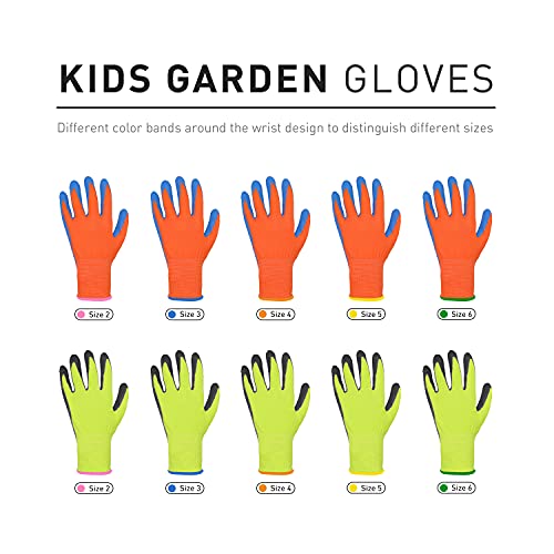3 Pairs Kids Gardening Gloves (Black Green (Pack of 3) / Small (Age 2-3))