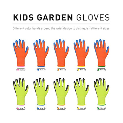 3 Pairs Kids Gardening Gloves (Black Green (Pack of 3) / Small (Age 2-3))