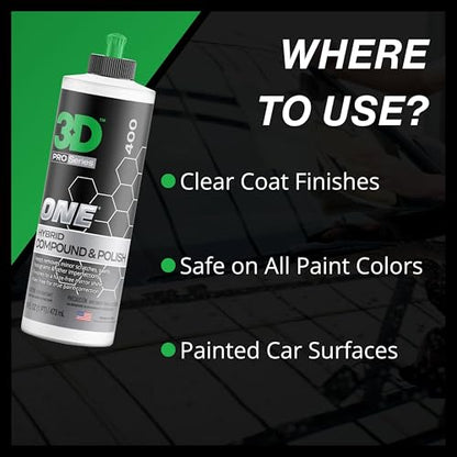 One Car Scratch & Swirl Remover Hybrid Rubbing Compound & Polish Buffing Compound for True Paint Correction 8oz Made in USA (8 oz.)