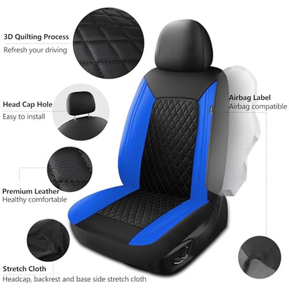 Faux Leather Front Car Seat Covers (N1 Black Blue / Front Seat)