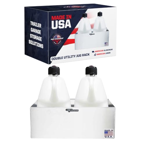 430 Double Aluminum Utility Fuel Jug Holder Rack Fits Two 5 Gallon Gas Containers (Silver)