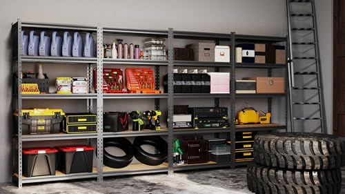Storage Shelves Garage Shelving Heavy Duty 5 Tier Metal Shelving Units for Storage Adjustable Utility Shelf Rack for Kitchen Warehouse Basement 28" W x 11.8" D x 59.8" H (5T 28" W x 11.8" D x 59.8" H)