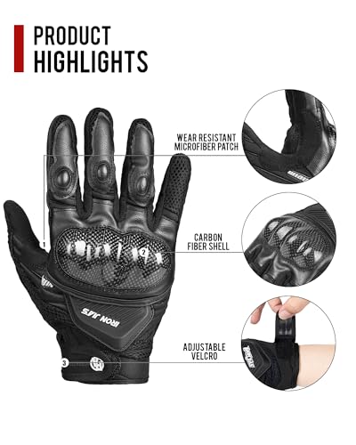 Motorcycle Gloves Touch Screen for Men Women Padding Hard Knuckle Cycling Motorbike ATV Hiking Riding Climbing Glove (Medium / Carbon-Black)