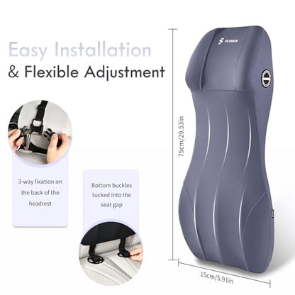 Integrated Car Seat Lumbar Support Pillow & Car Neck Pillow Memory Foam Back Cushion for Driving Car Seat Back Support Pillow for Car Seats Driver Back Neck Sciatica Pain Relief Cushion (Blue / 1 Piece)