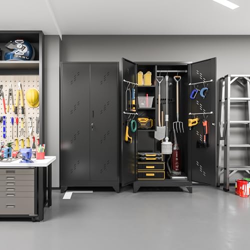 75" Taller Metal Garage Storage Cabinet (75" Black)