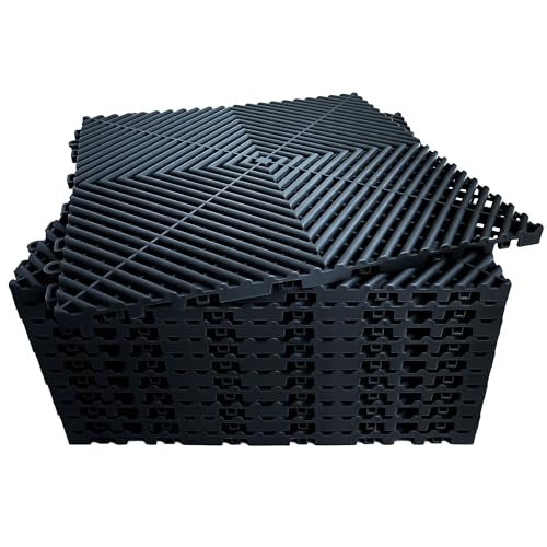 Interlocking Garage Floor Tiles (Black / 16"L x 16"W x 0.7"Th)