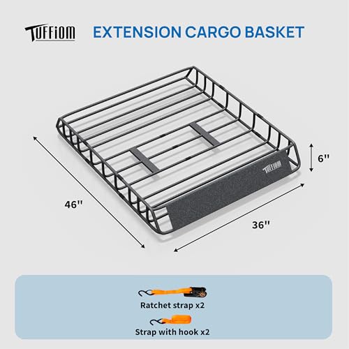46"x 36"x 6" Universal Rooftop Cargo Carrier Basket (46"x36"x6"(w/4Straps))