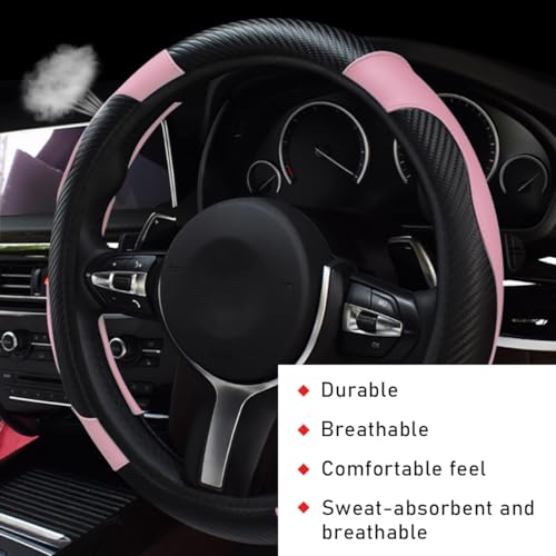 Car Steering Wheel Cover (Black+Pink)