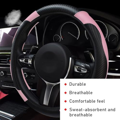 Car Steering Wheel Cover (Black+Pink)
