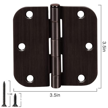 Rounded Door Hinges 3.5" x 3 1 (Oil Rubbed Bronze-Rounded / 18 Pack)