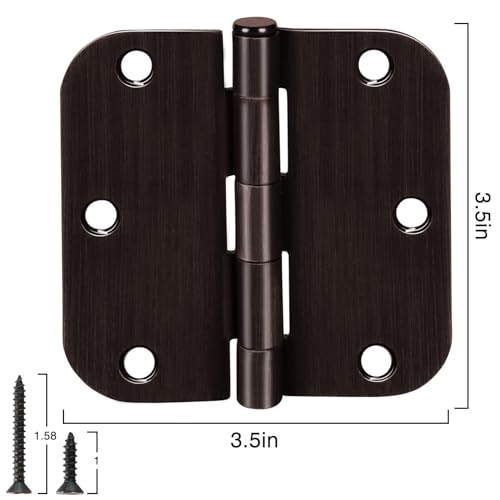 Rounded Door Hinges 3.5" x 3 1 (Oil Rubbed Bronze-Rounded / 12 Pack-no squeak)
