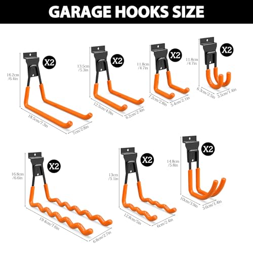 Slatwall Hooks 14 Pack Heavy Duty Multi Sizes (Orange / 14)