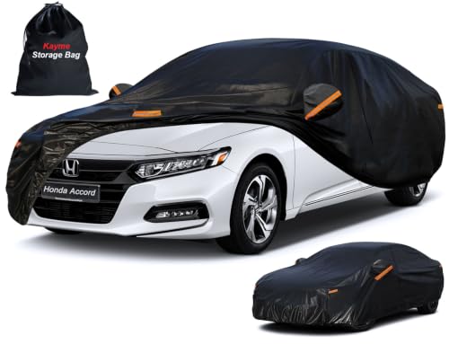 7 Layers Waterproof Car Cover for Honda Accord Sedan (PE-Black / Custom Fit Honda Accord)