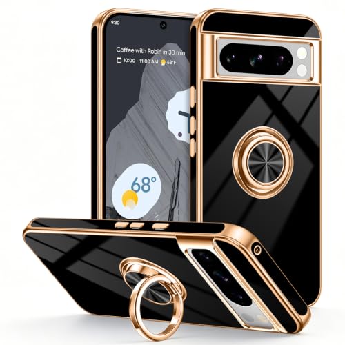 for Google Pixel 8 Pro Case with Ring Stand Black (Black / 6.7" Pixel 8 Pro)