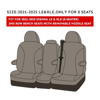 Sienna Seat Covers for Toyota Sienna LE (Leather(Black) / 2021-2026 8 Seats, 1st & 2nd Row Only)