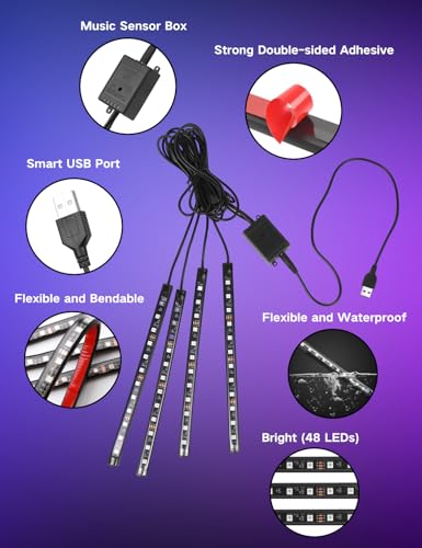 4Pcs Car Interior Lights