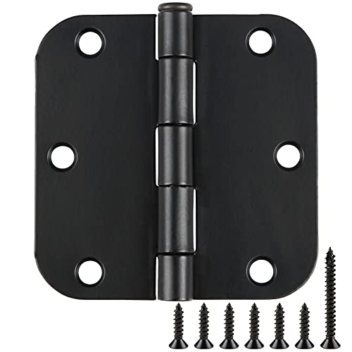 Rounded Matte Black Door Hinges 3.5 Inch 5 (Matte Black-Rounded / 30 Pack)