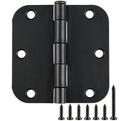 Rounded Matte Black Door Hinges 3.5 Inch 5 (Matte Black-Rounded / 30 Pack)