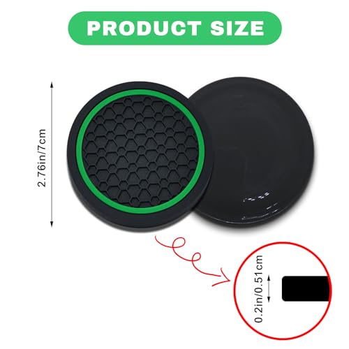 4PCS Car Cup Holder Coasters (Black/Green)