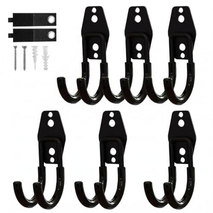 Garage Hooks 6 Pack Small Round Wall Hooks for Hanging Heavy Duty Ladders (Black / Small Round-6pcs)