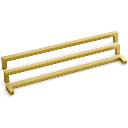 10 Pack Gold Cabinet Handles 18 Inch Brushed Brass Drawer Pulls (Gold / 18 inch hole centers)