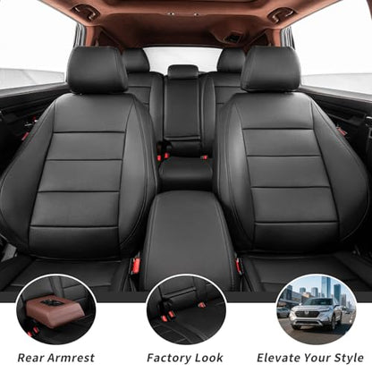 CRV Car Seat Covers Custom Fit for Honda 2023 (Leatherette(Black) / 2023-2026 CRV LX,EX,EX-L,Sport,Hybrid,Trailsport)