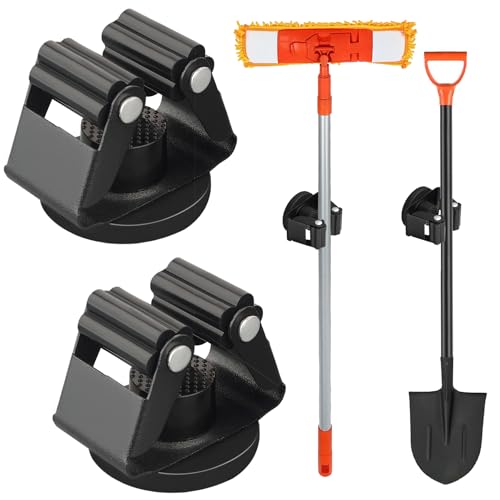 Magnetic Broom Holder Heavy Duty (Anti-slip,Black,2PCS)