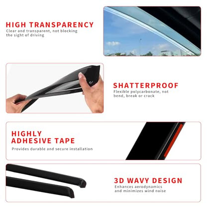 in Channel Window Visors Rain Guards Fit for 2021 (Fit for 2021-2026 Bronco Sport)