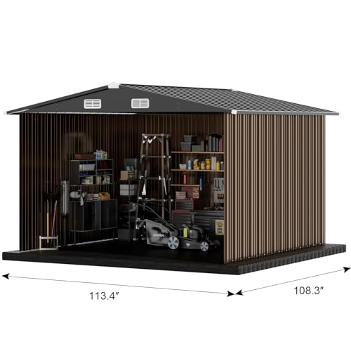 Shed Outdoor Storage Shed Metal (Brown / 10'*10')