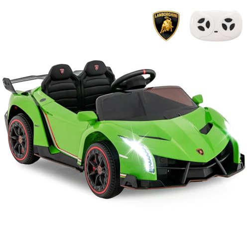 Ride on Car Lamborghini Licensed 12V Battery Powered 4WD Sports Car with Remote Control (Green)
