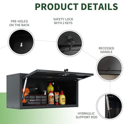 Garage Tool Cabinet (Black / H13.58" - Flip-up Door 2Set)