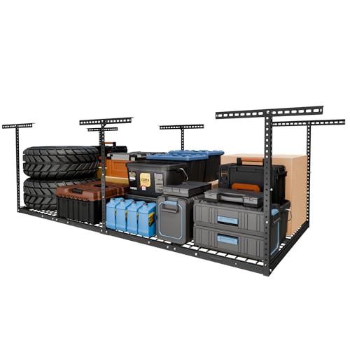 4x8 Overhead Garage Ceiling Storage Rack Adjustable (Hammertone / 4x8 ft)