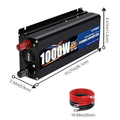 1000W Pure Sine Wave Inverter 12V to 110 (Black)
